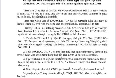 Thông báo nghỉ học